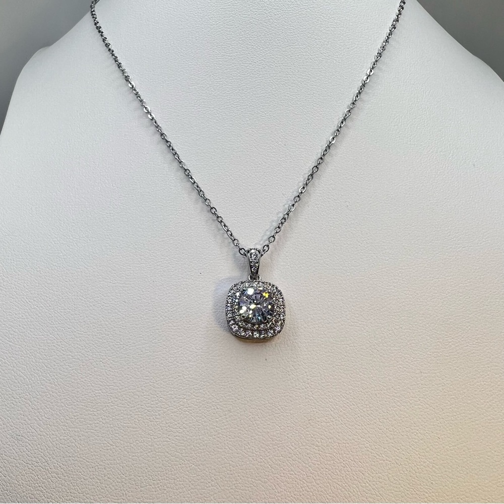 Sliver Diamond On Diamonds Pendant Necklace